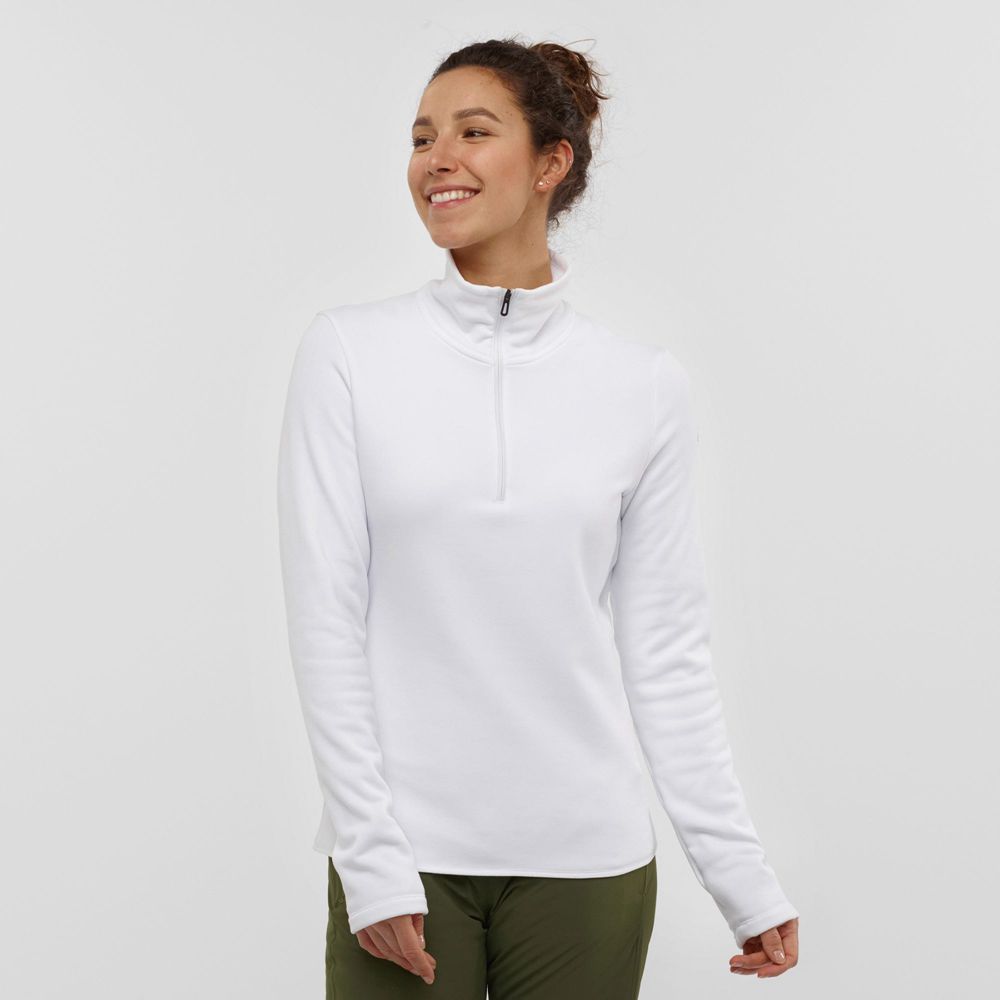 Vestes Imperméables Salomon Femme Blanche - Salomon WARM AMBITION HALF ZIP W - France (2708-RKOXS)